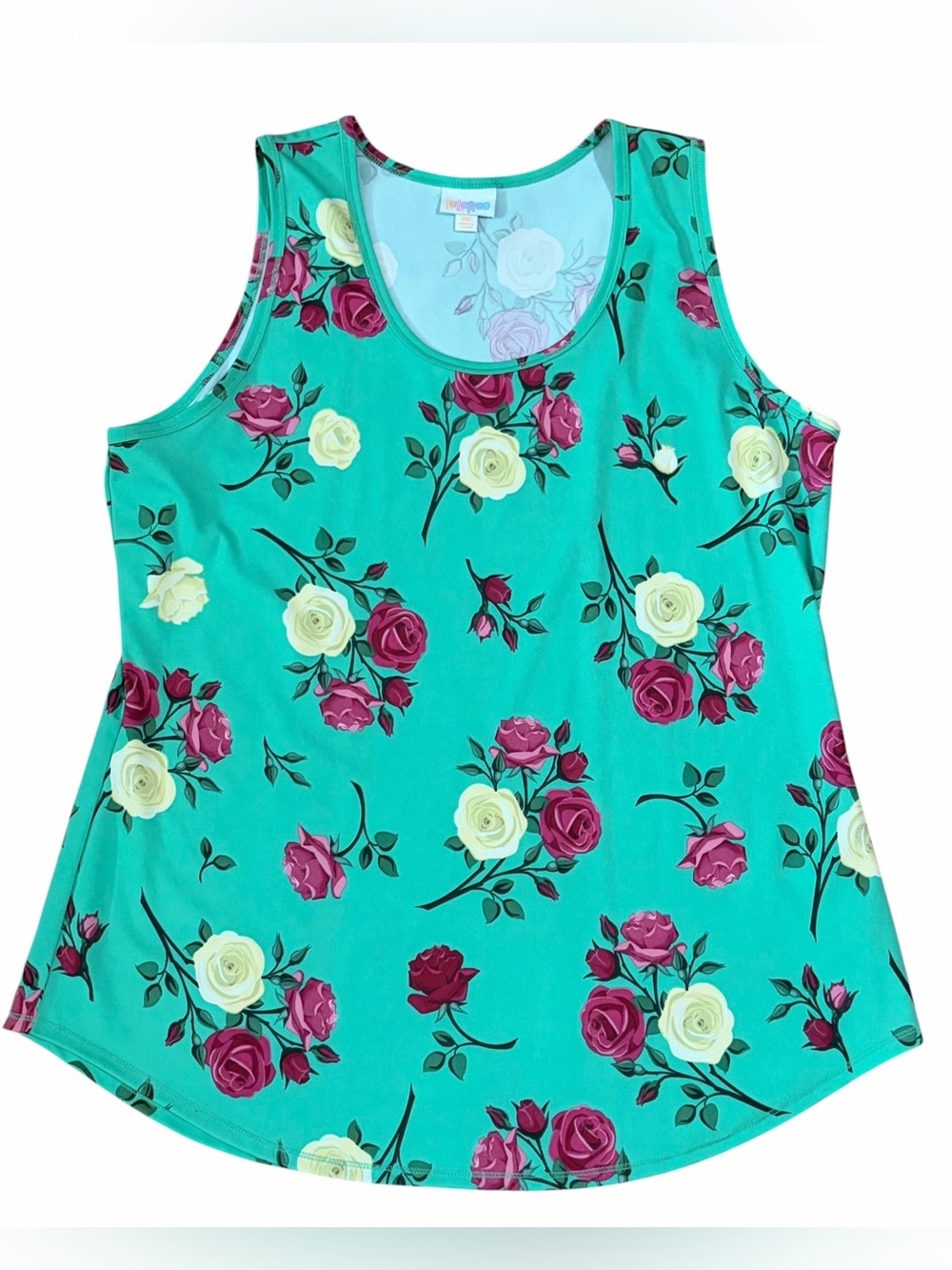LuLaRoe Green Multi Color Floral Sleeveless Scoop Neck Tank Top Woman’s Size 3XL